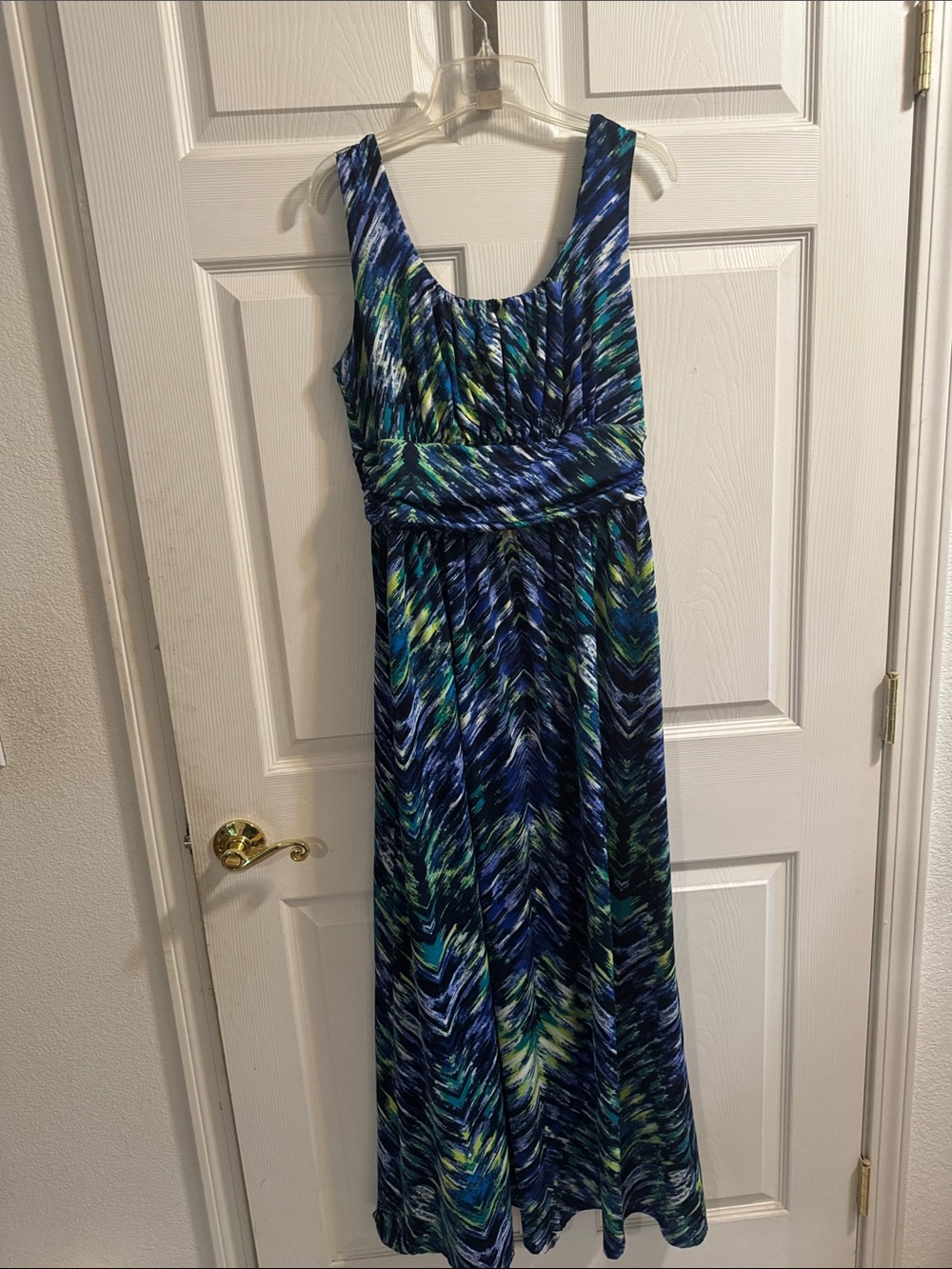 AB Studio Blue and Green Patterned Maxi Dress